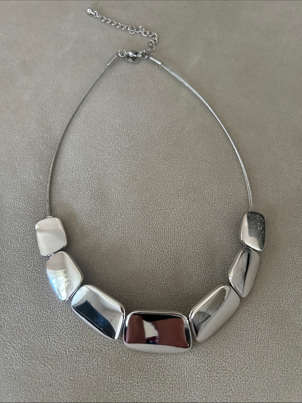 Unique Silver Mirror Statement Necklace